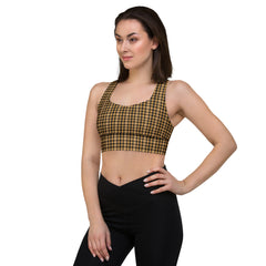 Golden Harvest Plaid Recycled Longline Sports Bra  - Korea  - StyleMZ