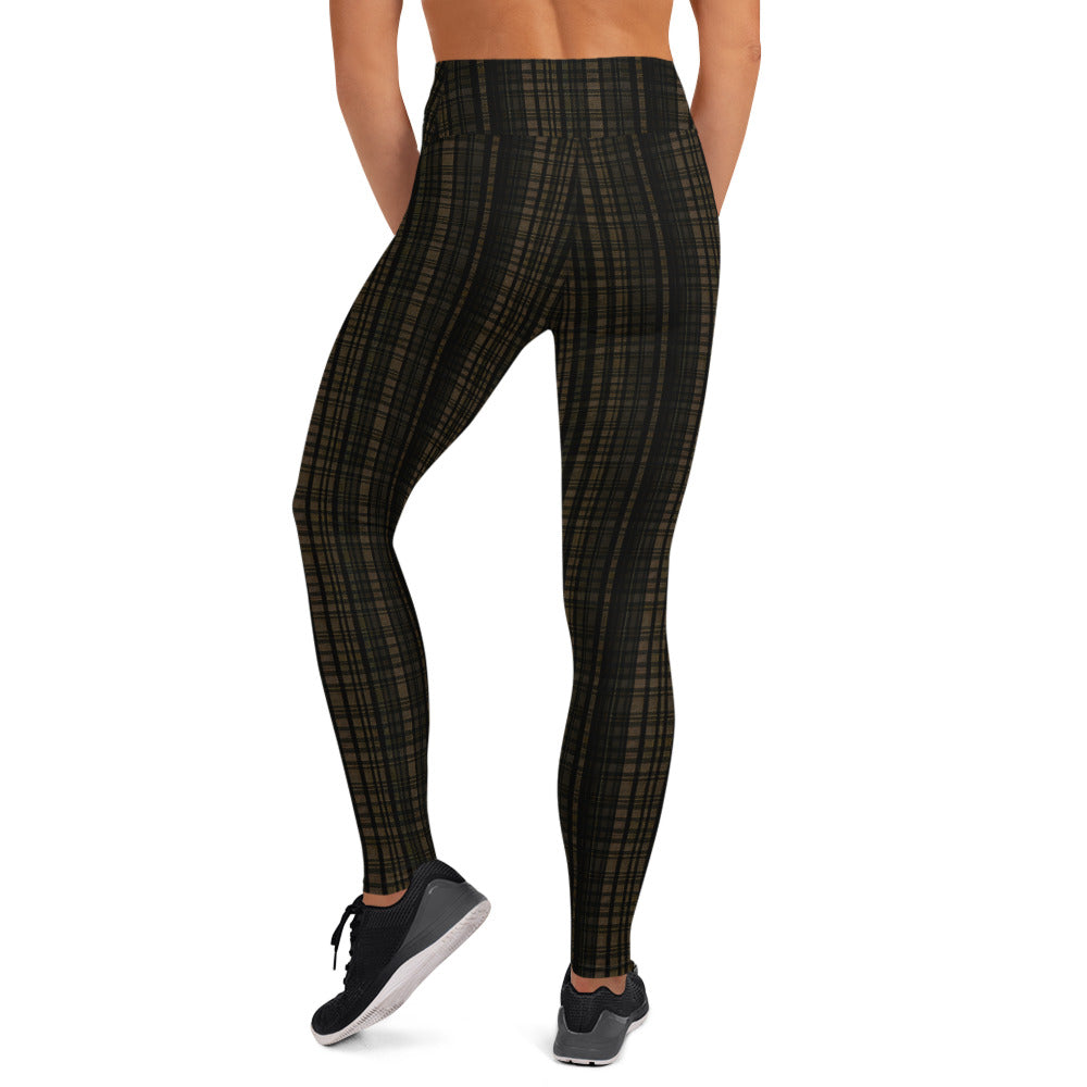 Plaid Pattern Yoga Leggings  - Korea  - StyleMZ