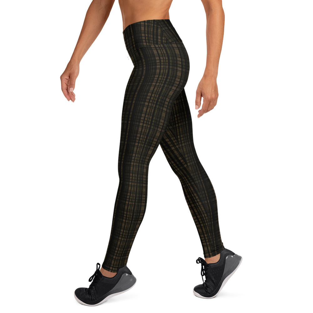 Plaid Pattern Yoga Leggings  - Korea  - StyleMZ