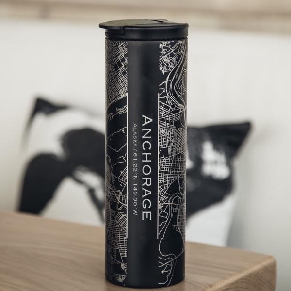 Anchorage - Alaska Map Tumbler in Matte Black - Stylemz