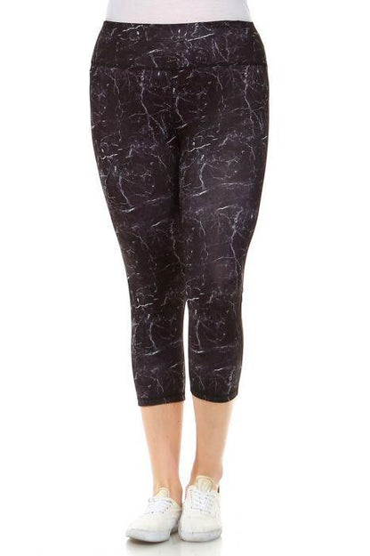 Copy of PLUS Black Marble Print Capri Leggings for Women