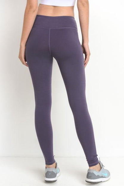 Colorblock Mesh Full Leggings - Dark Violet - Stylemz