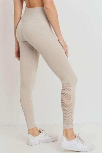 Ribbed and Perforated Seamless Highwaist Leggings for Comfort