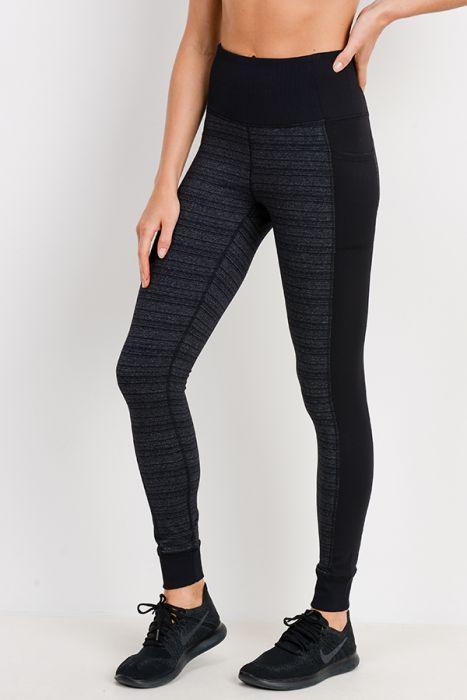 Dark Striped Colorblock Cuffed Leggings for Women Activewear