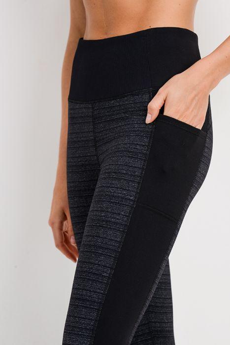 Dark Striped Colorblock Cuffed Leggings for Women Activewear