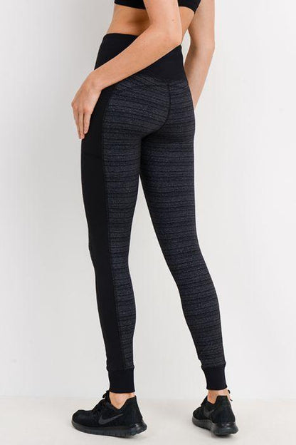 Dark Striped Colorblock Cuffed Leggings for Women Activewear