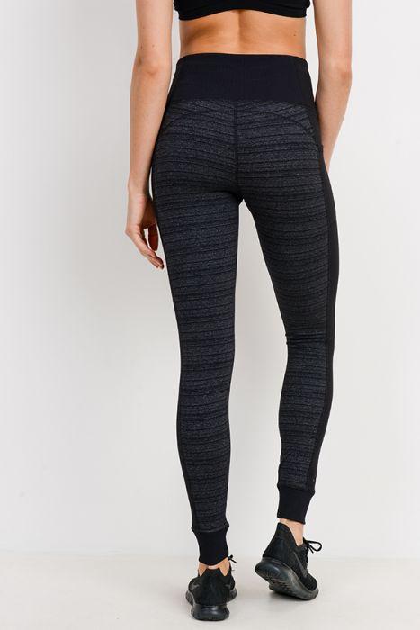 Dark Striped Colorblock Cuffed Leggings for Women Activewear