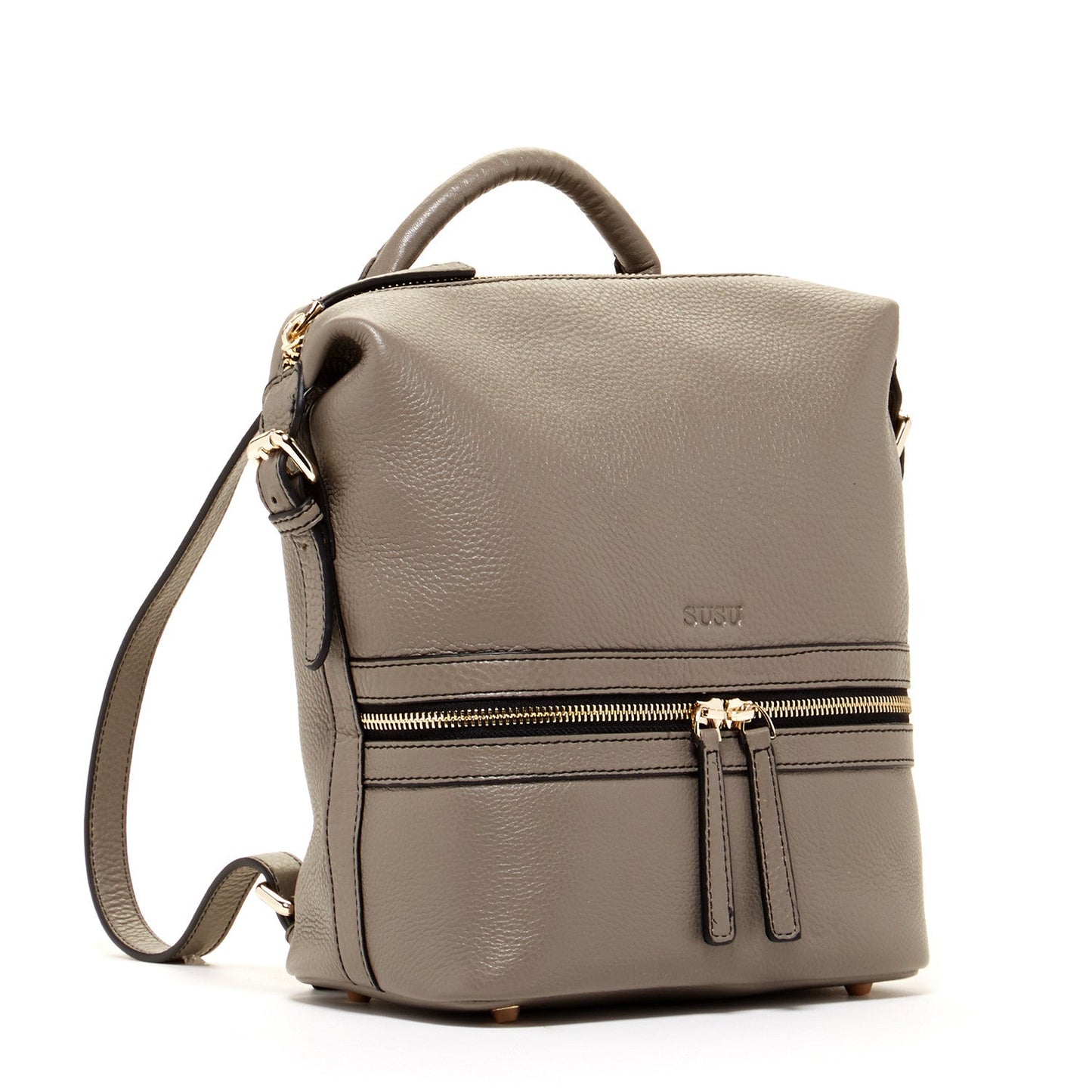 Ashley Gray Leather Backpack Purse with Convertible Straps