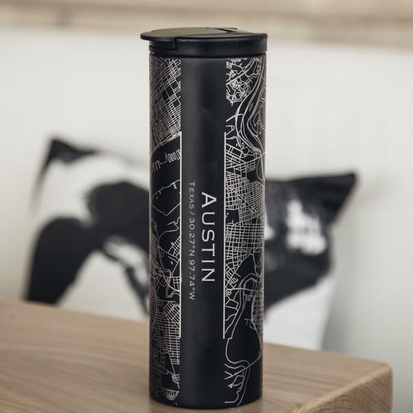 Austin - Texas Map Tumbler in Matte Black - Stylemz