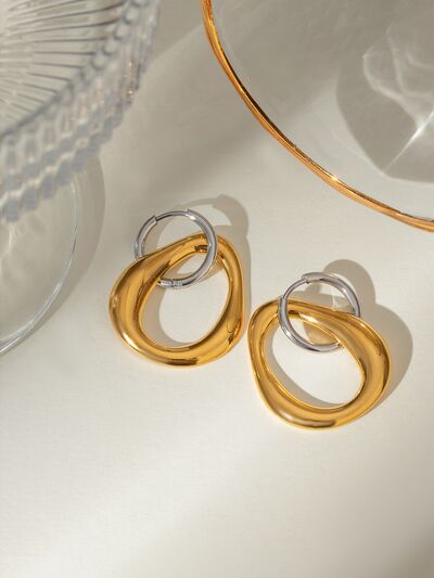 18K Gold-Plated Earrings - Asymmetrical 18K Gold-Plated Stainless - Stylemz