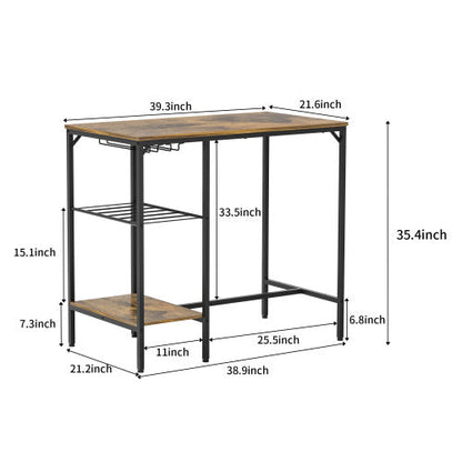 2-Piece Set Of Bar Tables And Chairs With PU Upholstered Seats