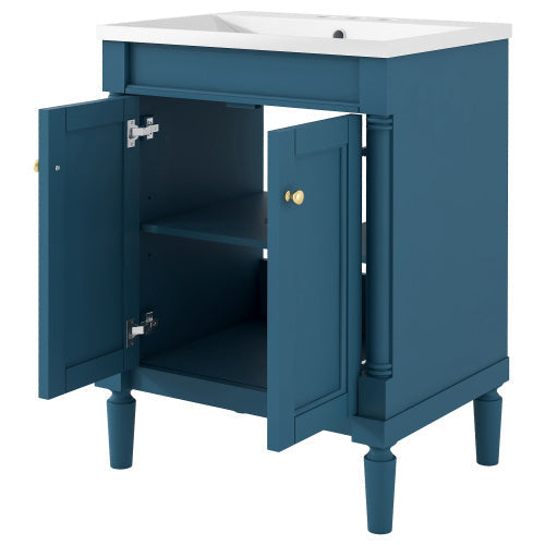 24 Bathroom Vanity With Top Sink, 2-Tier Modern Storage