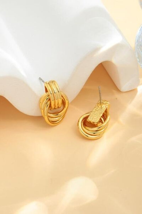 Gold-Plated Knotted Stud Earrings - Stylemz