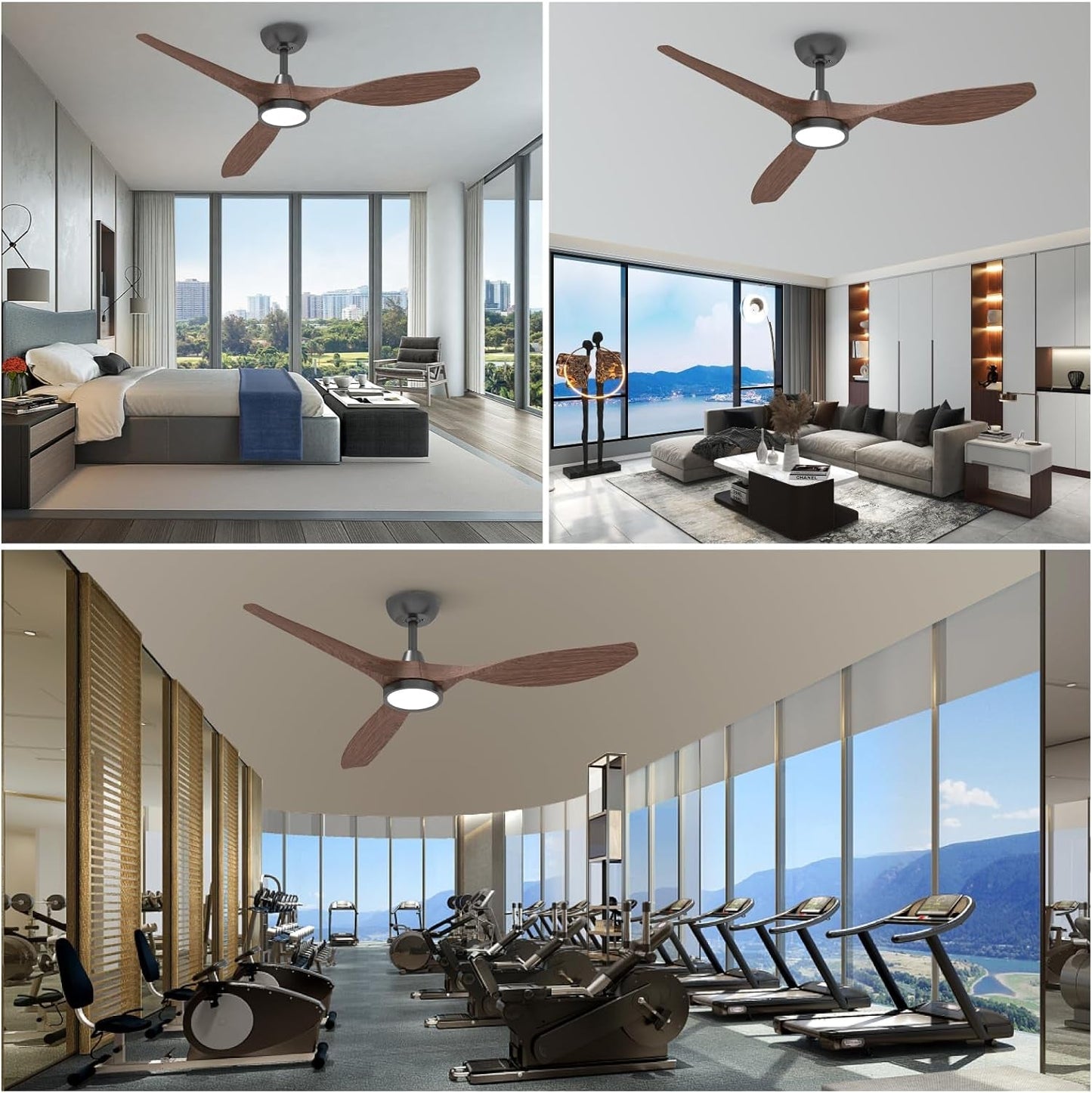 Ceiling Fans with Lights and Remote, 52 Inch Large Airflow