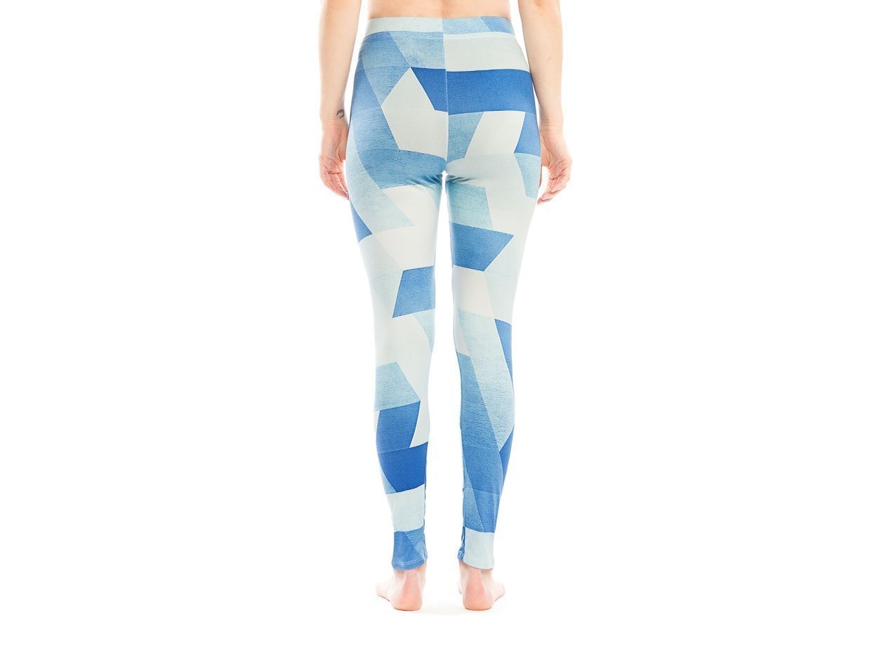 Blue Pattern Leggings with Breathable Fabric and Supportive Fit