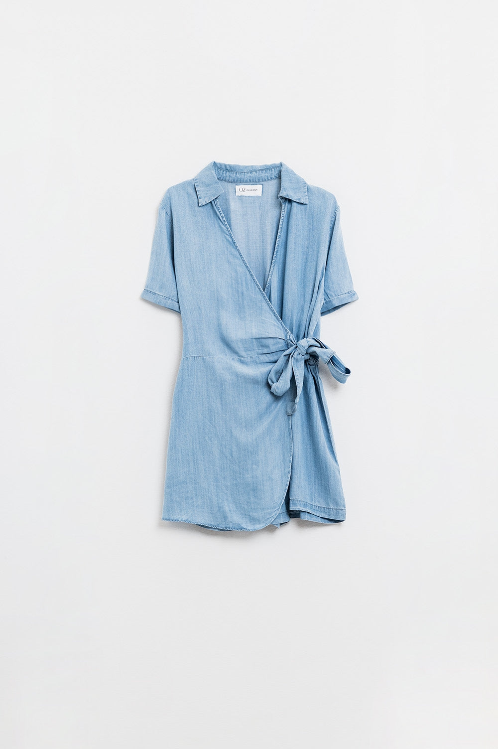 Blue Tencel Denim Wrap Front Jumpsuit for Effortless Style