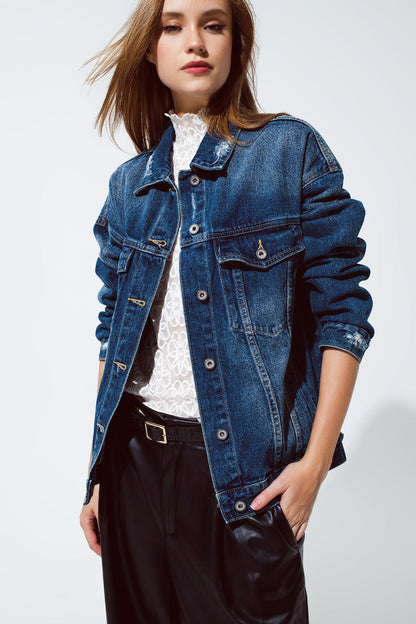 Boyfriend Relaxed Denim Jacket in Dark Wash for Effortless Style