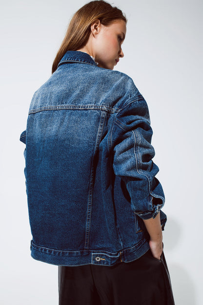 Boyfriend Relaxed Denim Jacket in Dark Wash for Effortless Style