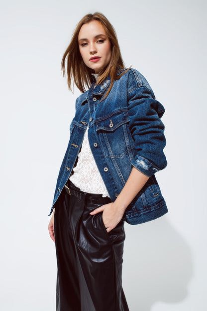 Boyfriend Relaxed Denim Jacket in Dark Wash for Effortless Style