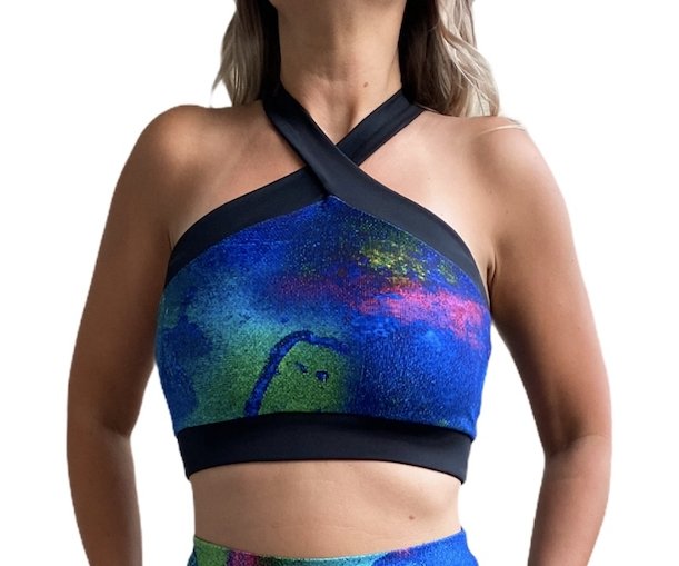 Aqua Sports Bra - Crossed Back for Yoga and Swim