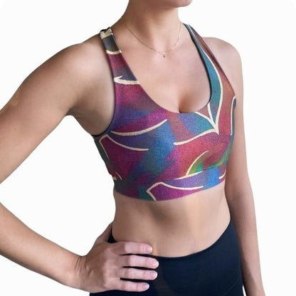 Jungle Sports Bra - Crossed Back for Yoga and Gym Wear