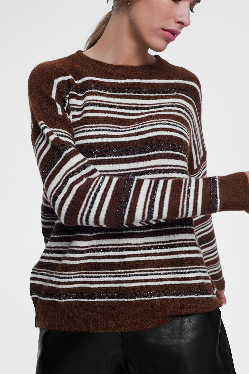 Brown Stripped Sweater With Long Sleeves for Cozy Comfort