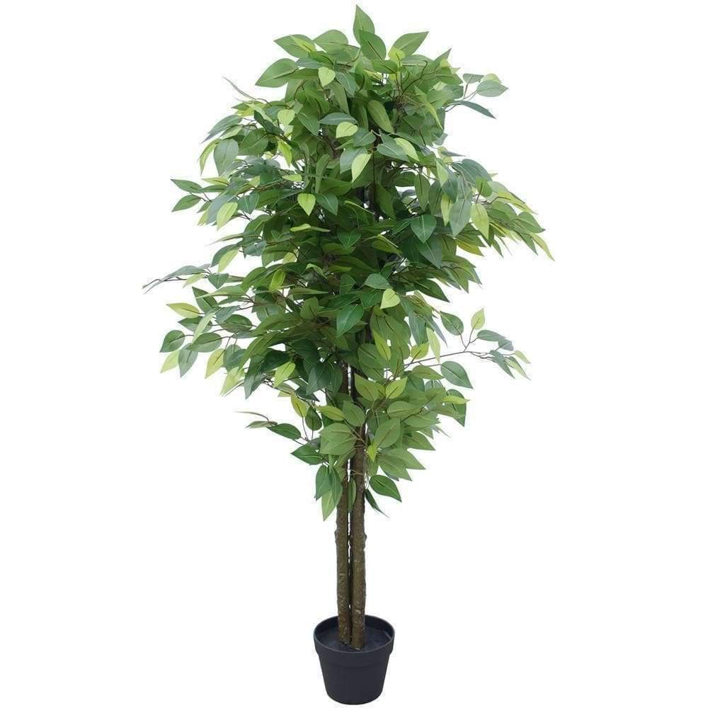 Bushy Artificial Ficus Tree 140cm - Dark Trunk for Home Elegance