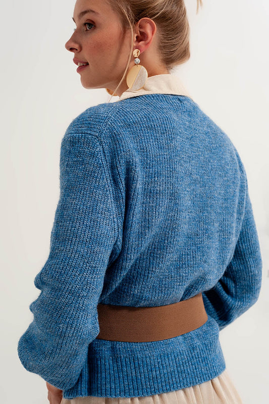 Stylish Button Through Cardigan in Blue for Casual Elegance