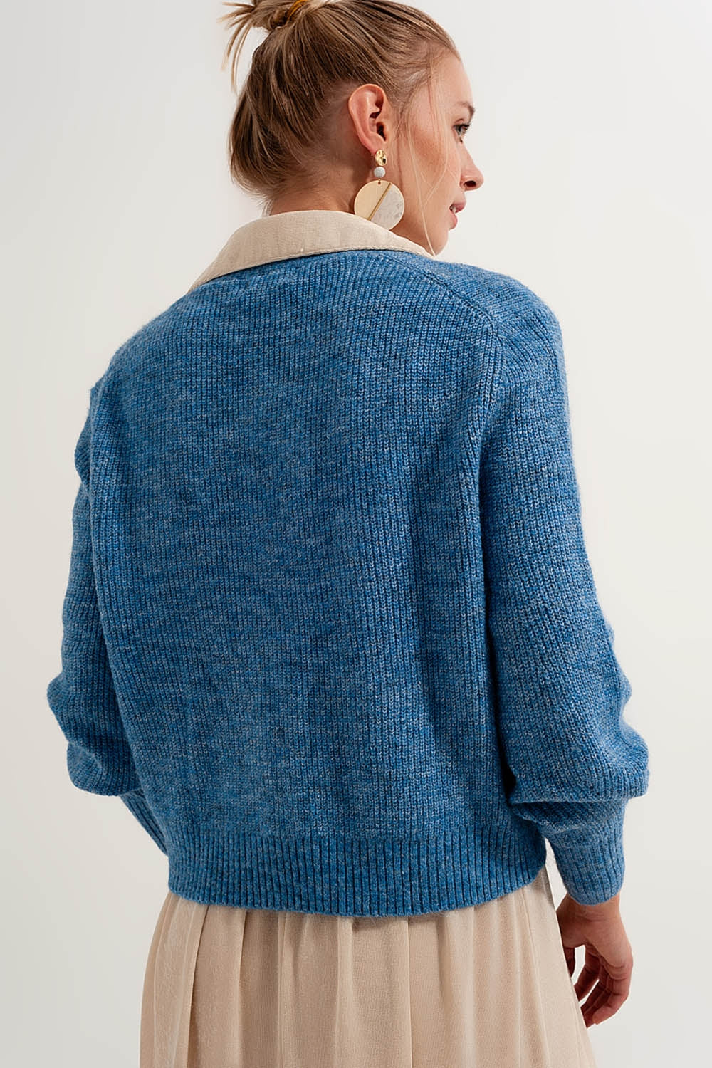 Stylish Button Through Cardigan in Blue for Casual Elegance