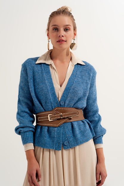 Stylish Button Through Cardigan in Blue for Casual Elegance