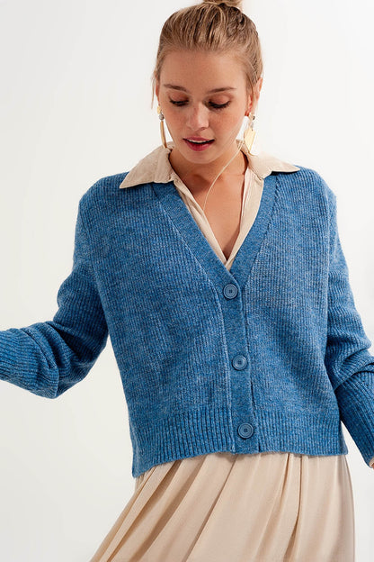 Stylish Button Through Cardigan in Blue for Casual Elegance