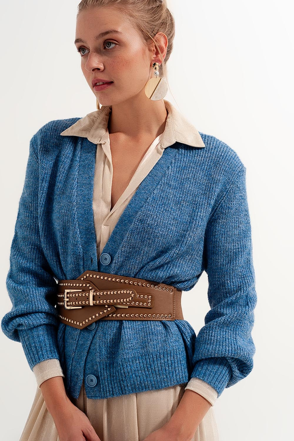 Stylish Button Through Cardigan in Blue for Casual Elegance