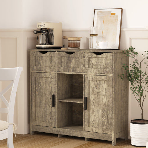 Storage Cabinets Wooden Floor Cabinet with Drawers and Shelves