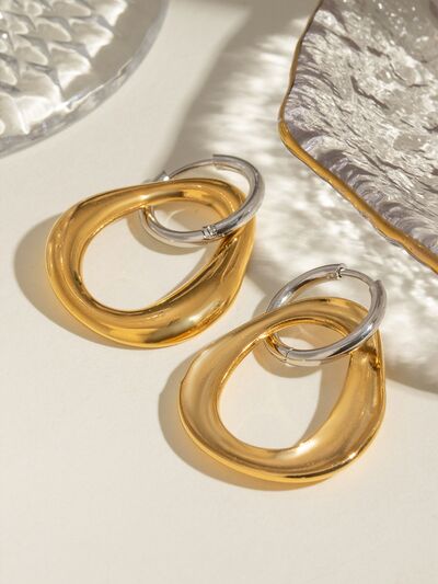 18K Gold-Plated Earrings - Asymmetrical 18K Gold-Plated Stainless - Stylemz