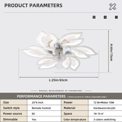 Acrylic Ceiling Fan with Remote, 6 Speed & Dimmable Light