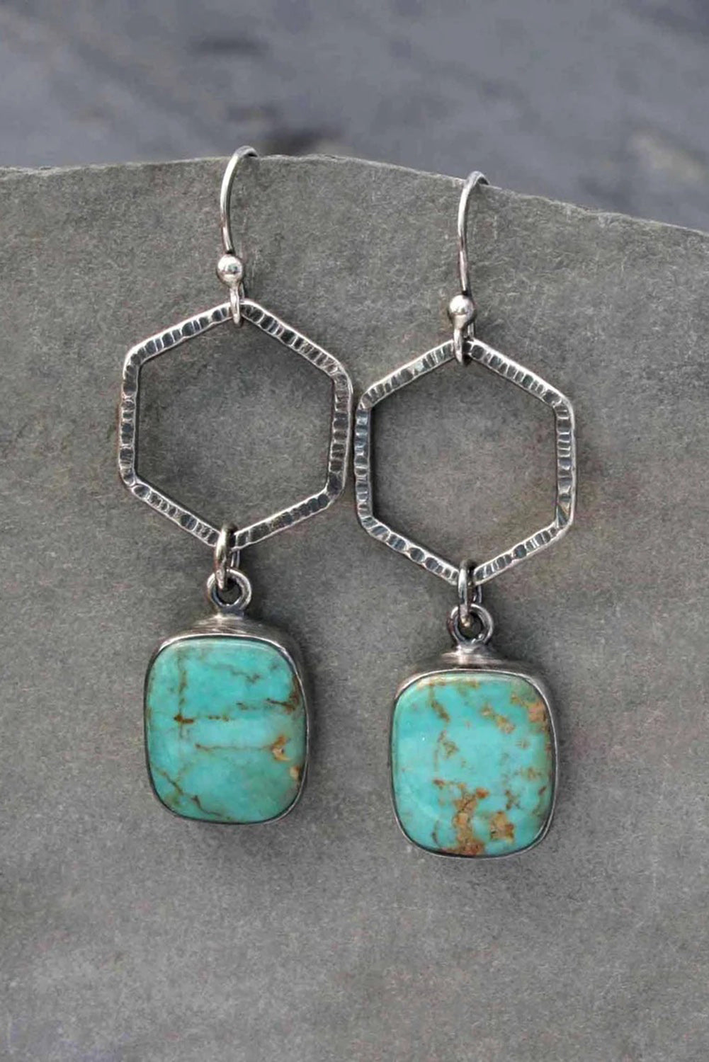 Vintage Turquoise Geometric Drop Earrings for Stylish Looks