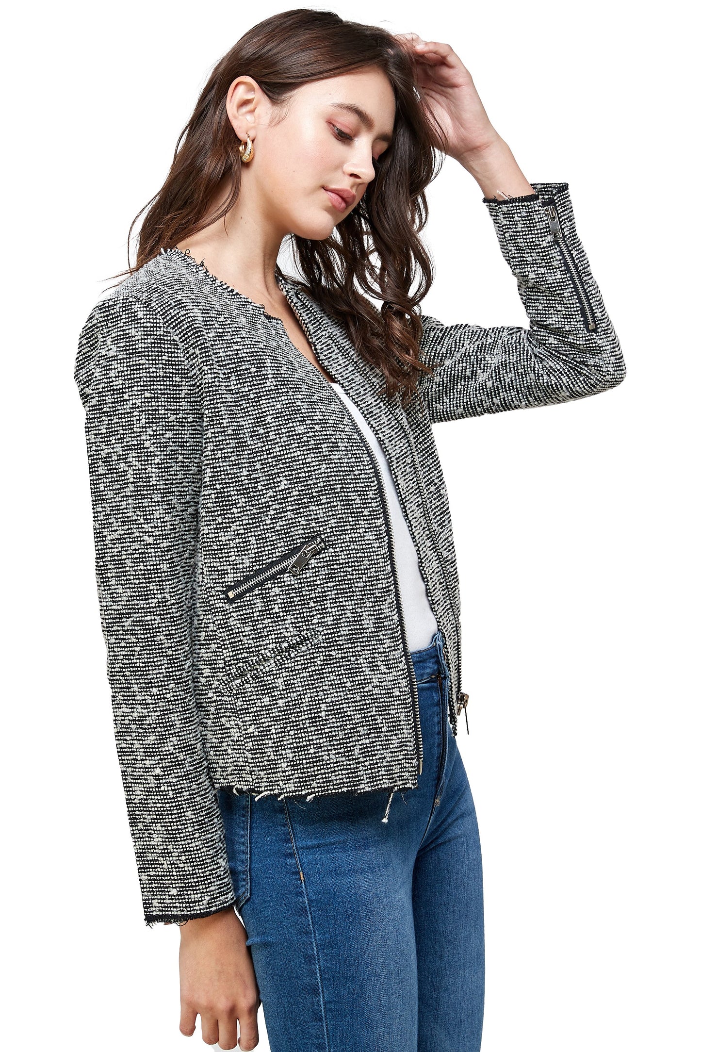 Textured Zip-Up Jacket – Casual Elegance - Stylemz