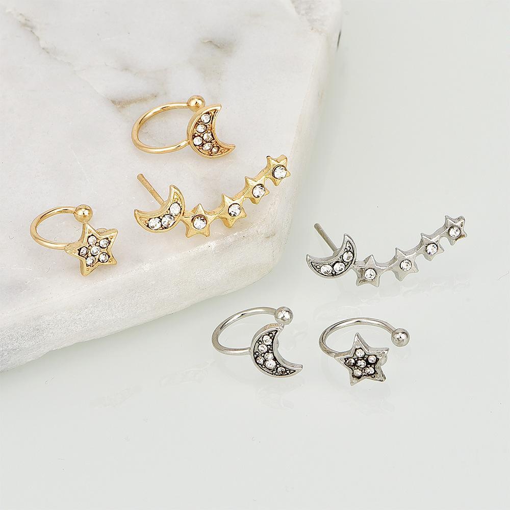 Moon & Star Earring and Cuff Set - Stylemz