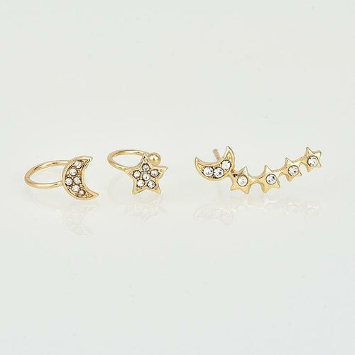 Moon & Star Earring and Cuff Set - Stylemz