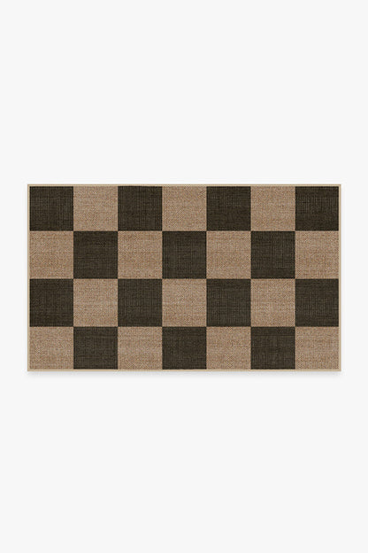 Checkerboard Soft Black Re-Jute Rug