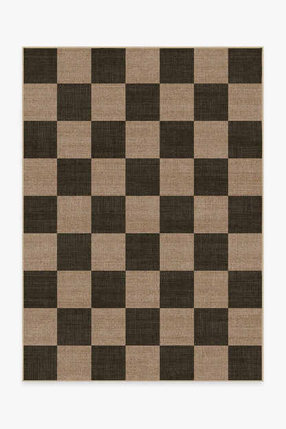 Checkerboard Soft Black Re-Jute Rug