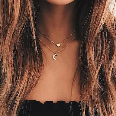 Moon and Heart Two Layer Necklace - Stylemz