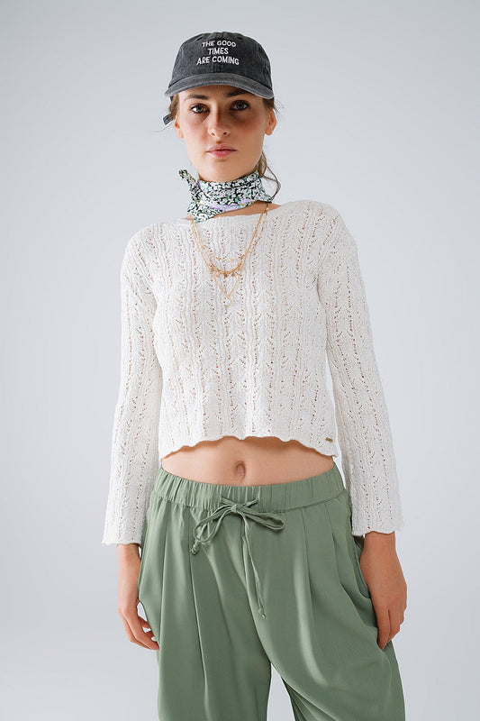 Cream Sweater With Flared Sleeves for Effortless Daily Style