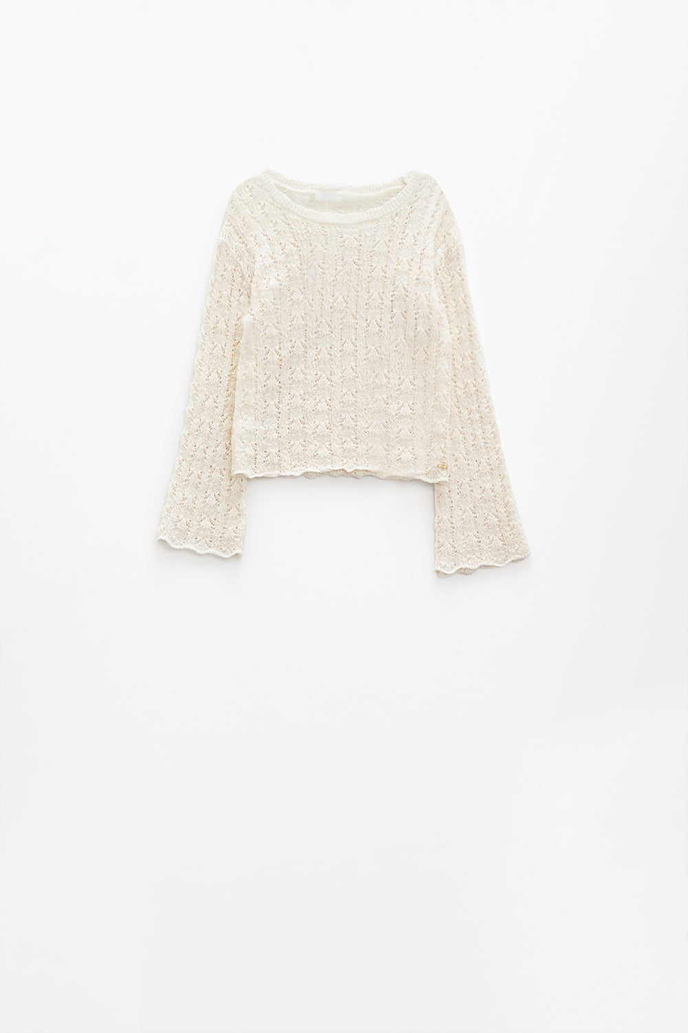 Cream Sweater With Flared Sleeves for Effortless Daily Style