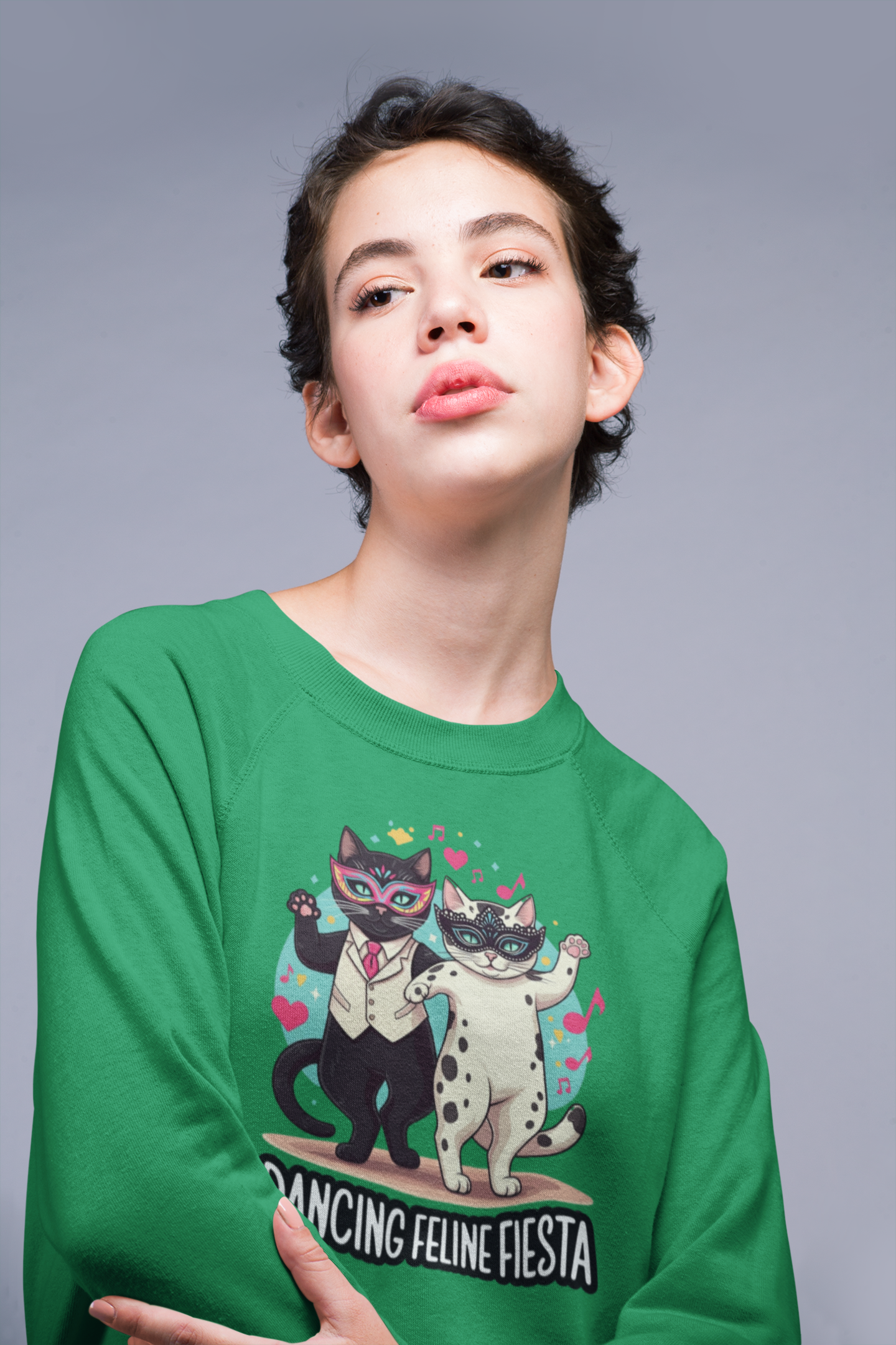 Dancing Feline Fiesta Unisex Sweatshirt - StyleMZ