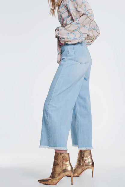 Culotte Jeans With Ripped Hem for Boho Style Enthusiasts