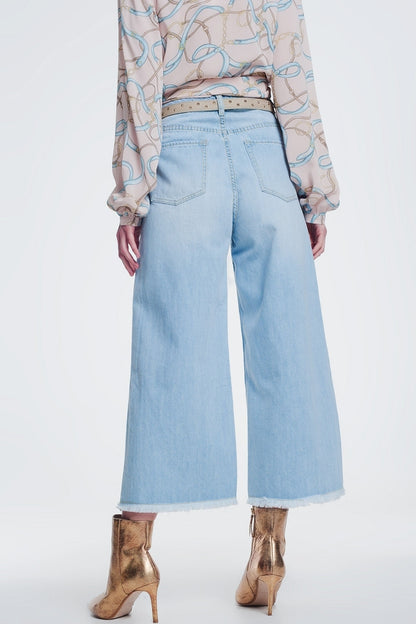 Culotte Jeans With Ripped Hem for Boho Style Enthusiasts