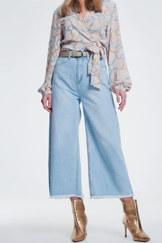 Culotte Jeans With Ripped Hem for Boho Style Enthusiasts