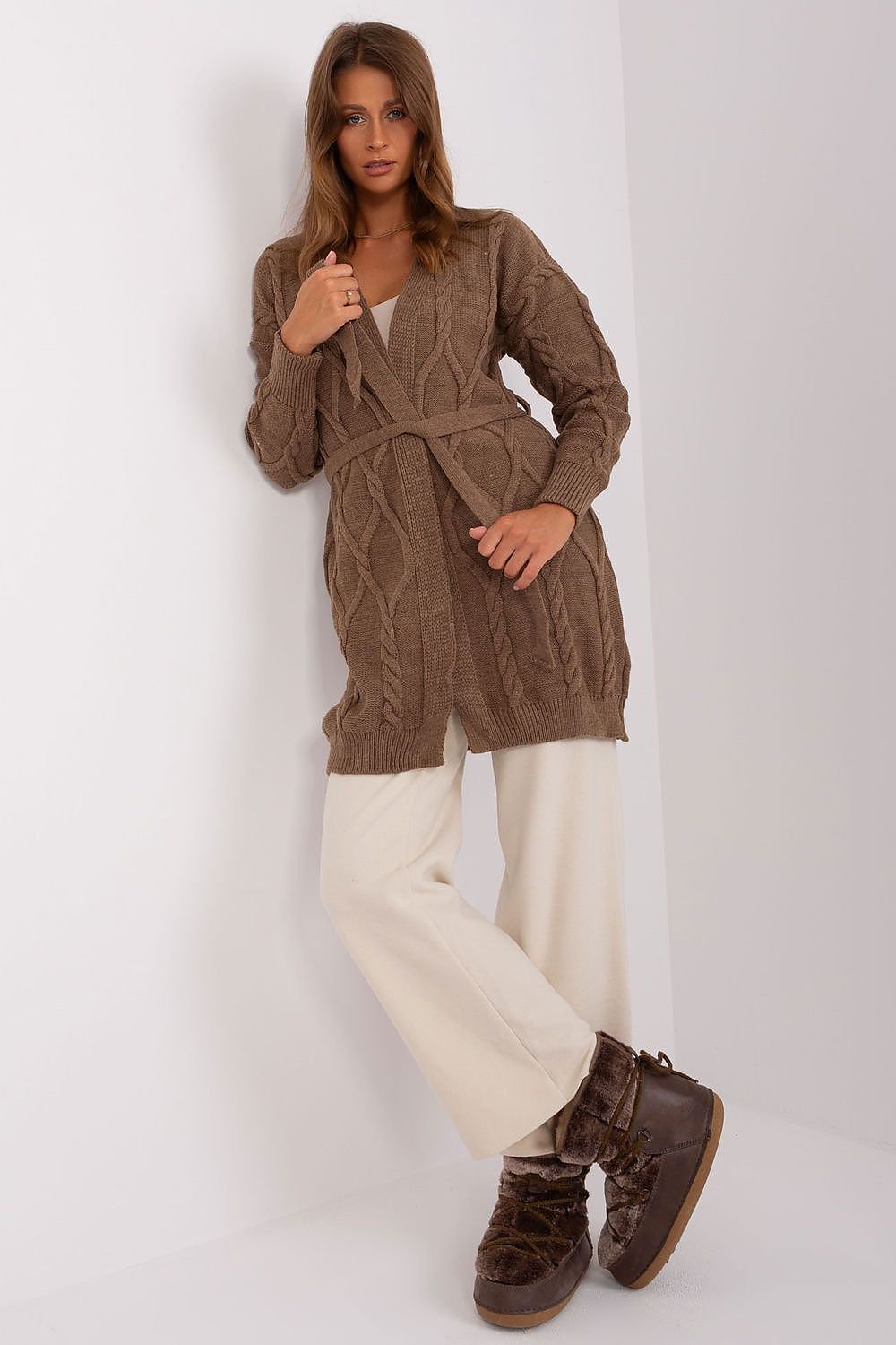 Stylish Cardigan Model 187753 Badu with Unique Tie Belt