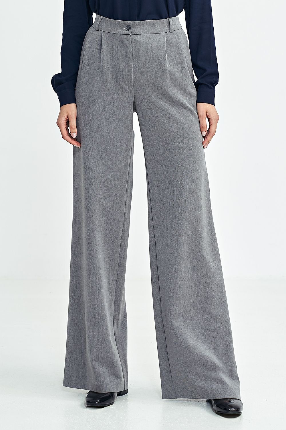 Trousers Model 199706 Nife Women's Elegant Wide-Leg Pants